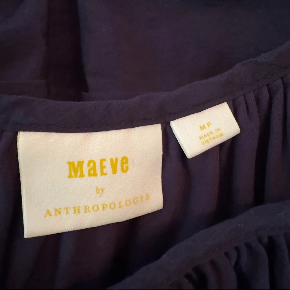 Maeve Anthropologie Navy Bubble Tiered Top Petite M - Picture 4 of 6
